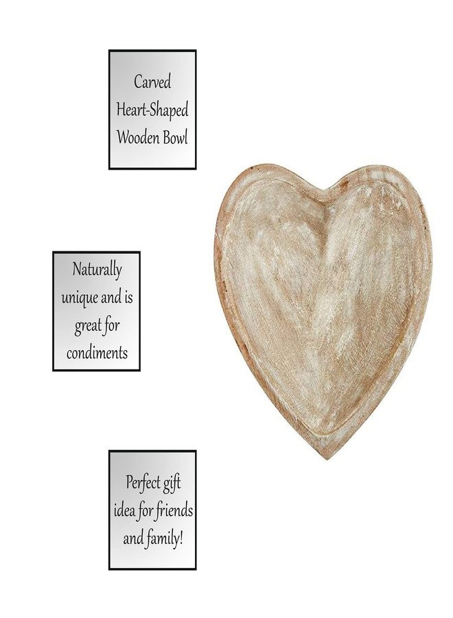 47th & Main Carved Heart-Shaped Wooden Bowl, Small, White - Image 2
